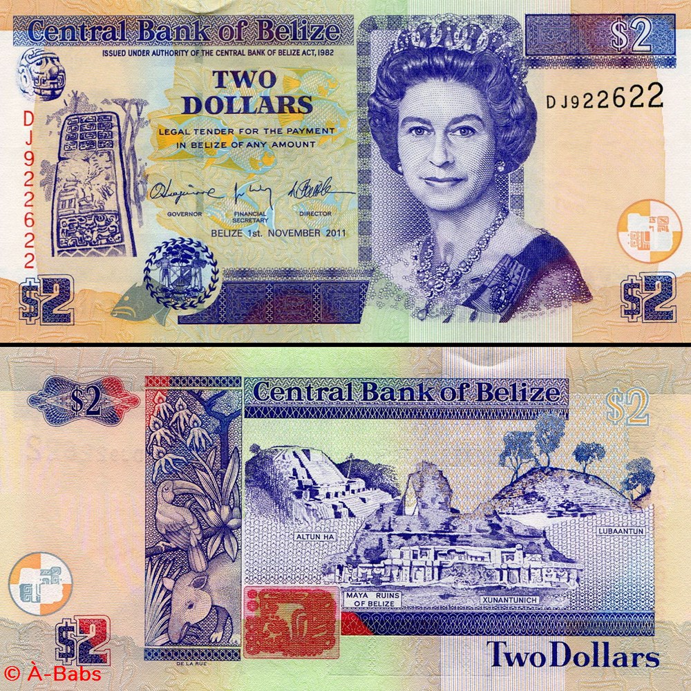 BELIZE - PICK 66d - 2 Dollars - 2011 billets amerique centrale et caraibes belize pick 66d 2 dollars 2011