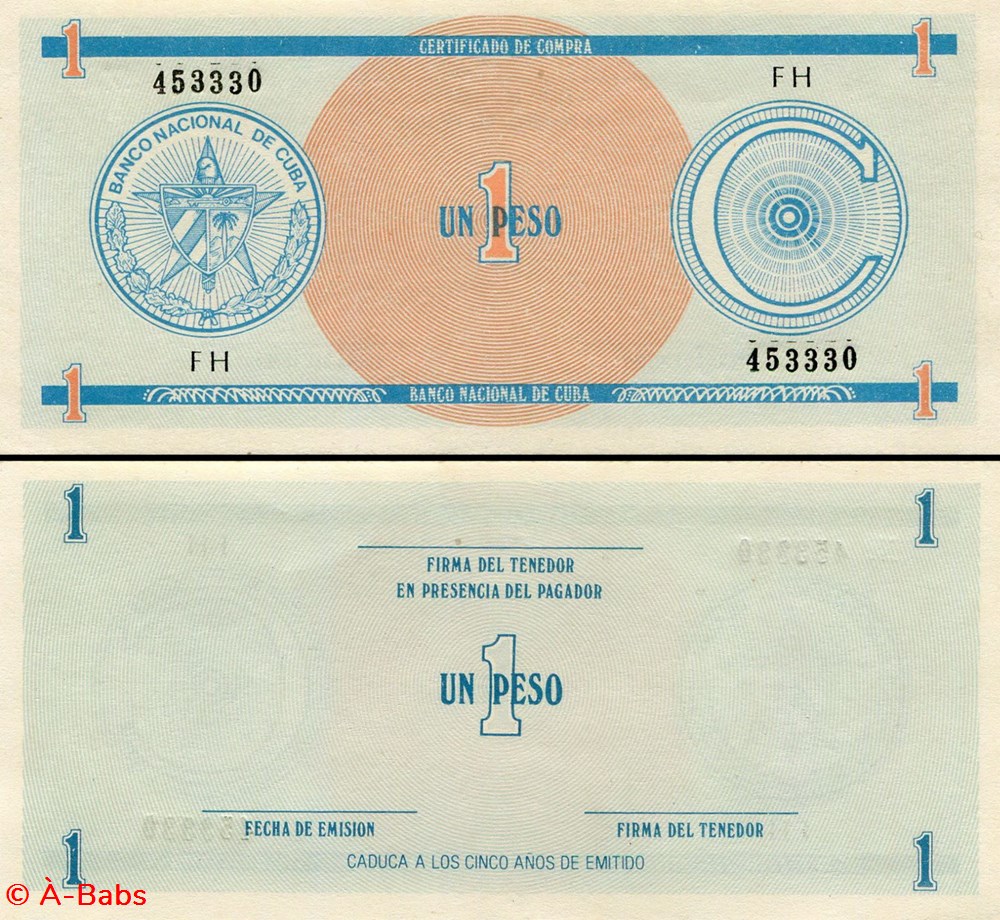 CUBA - PICK FX 11 - 1 PESO - 1985 billets amerique centrale et caraibes cuba pick fx 11 1 peso 1985