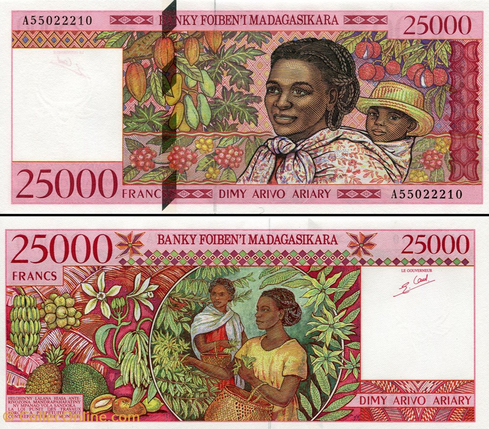 MADAGASCAR - PICK 082 - 25 000 ARIARY - 1998 billets afrique madagascar pick 082 25 000 ariary 1998