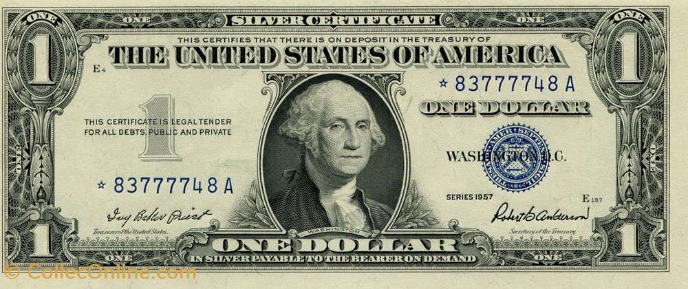 billets amerique du nord etats unis 1 silver certificate series 1957