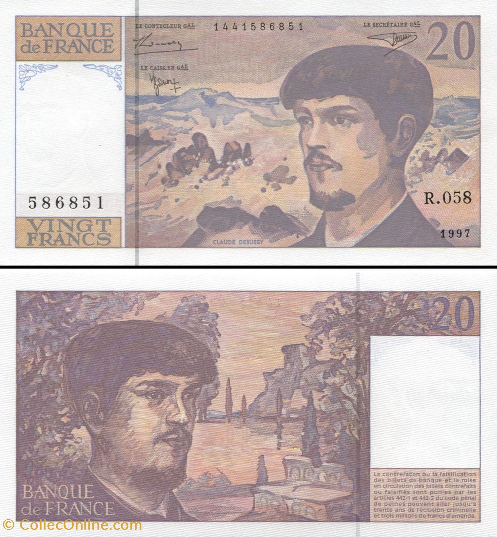 FRANCE - 20 FRANCS - 1997 - R.058 3 billets europe france 20 francs 1997 r 058