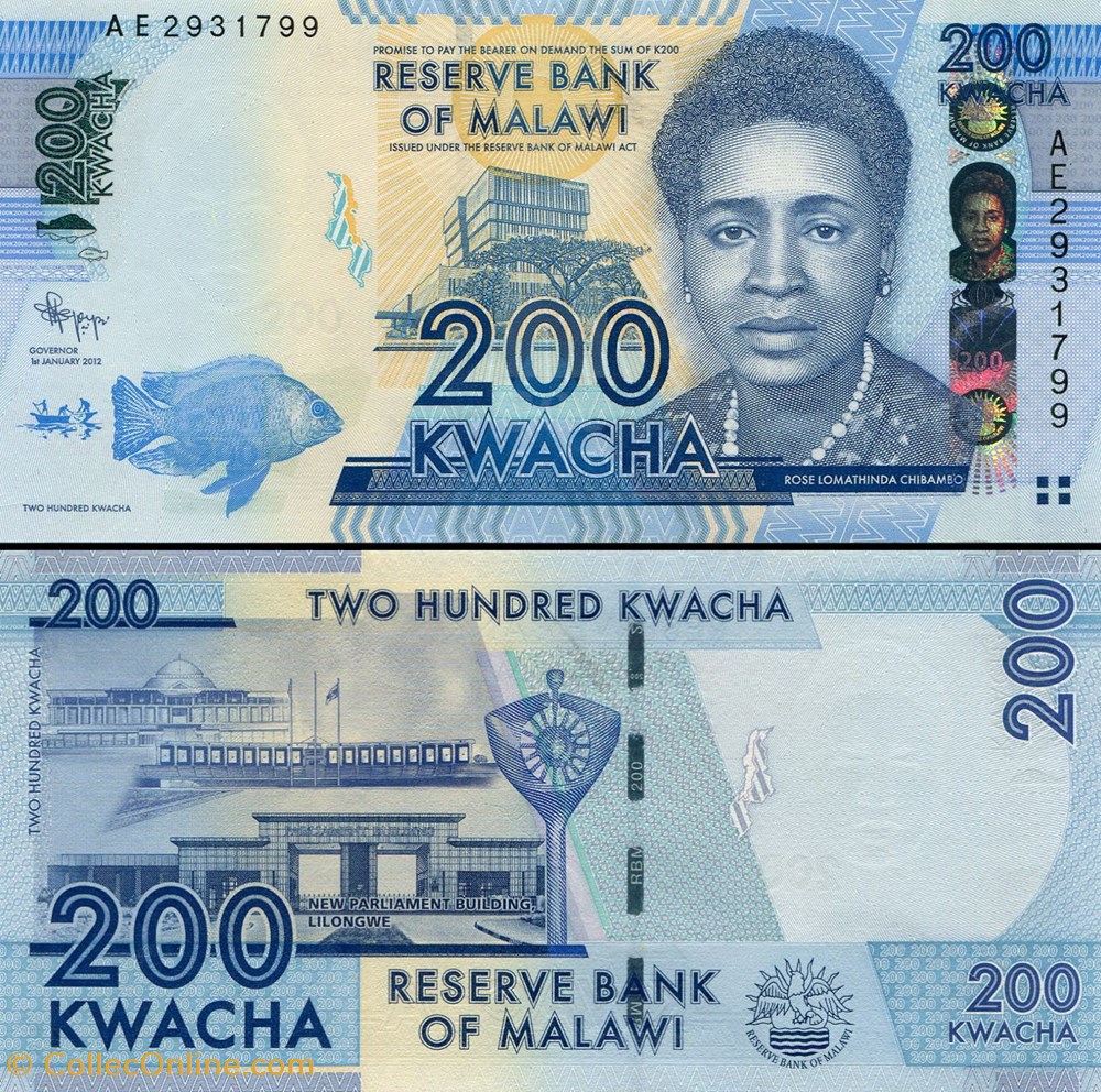 billets afrique malawi pick 60 a 200 kwacha 2012