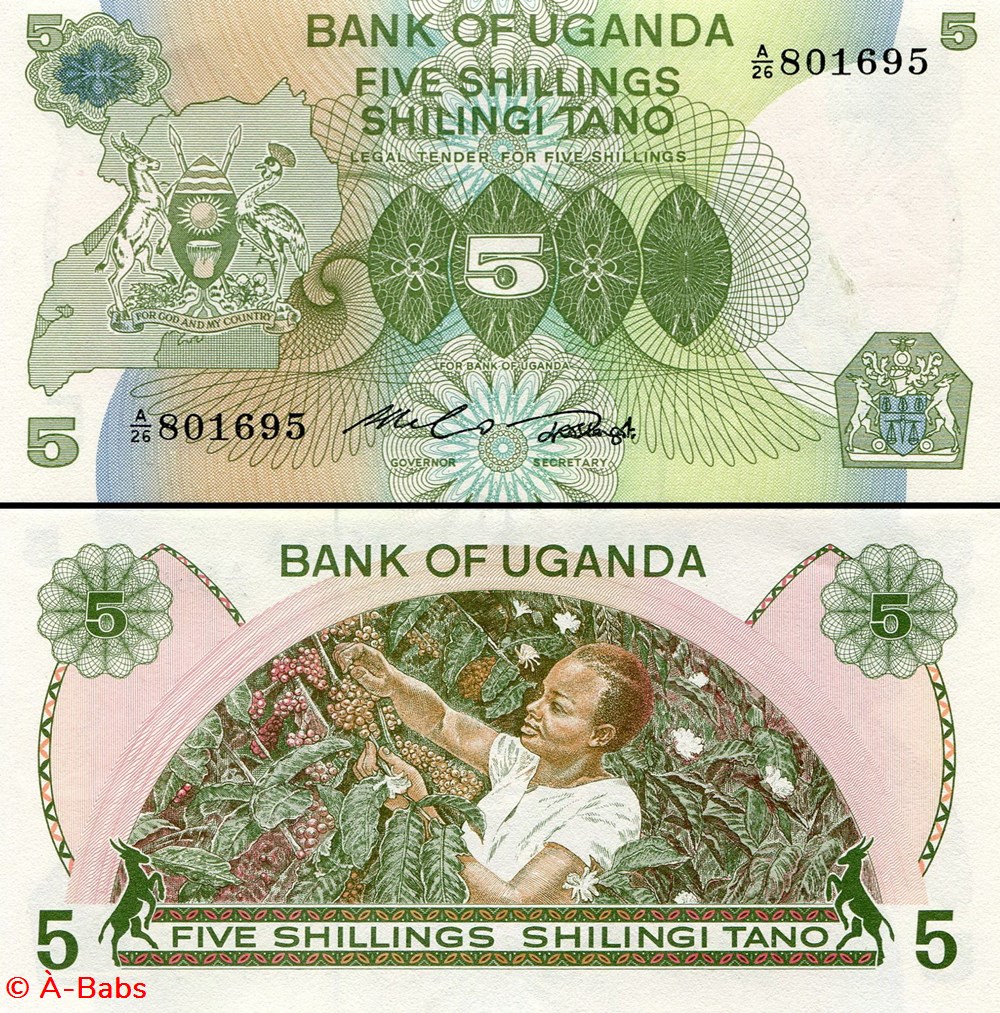 OUGANDA - PICK 15 - 5 SHILLINGS - 1982 billets afrique ouganda pick 15 5 shillings 1982
