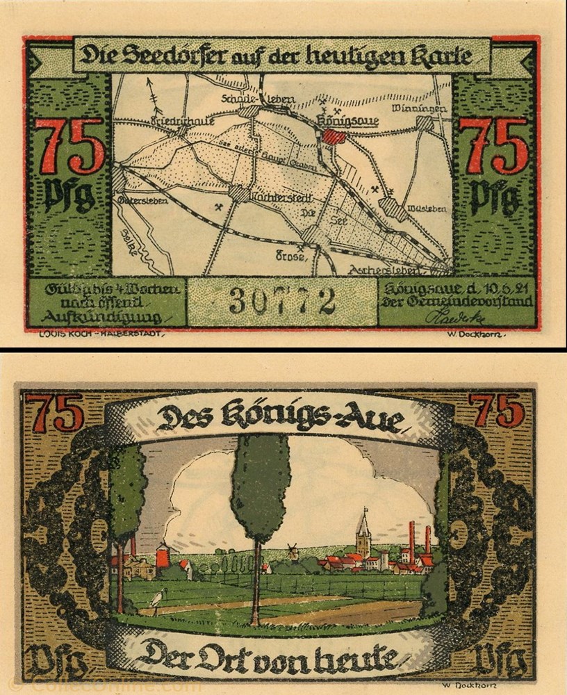 billet europe allemagne konigsaue 75 pfennig