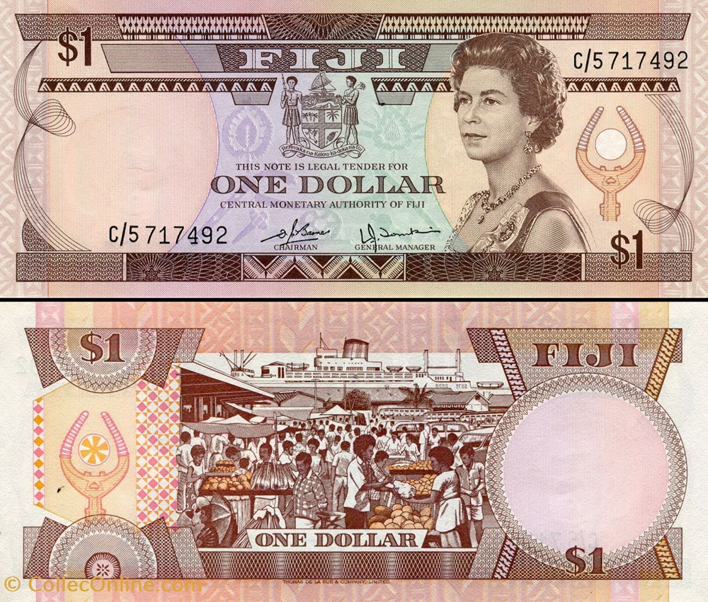 FIDJI - PICK 076 a - 1 DOLLAR - 1980 billets oceanie fidji pick 076 a 1 dollar 1980