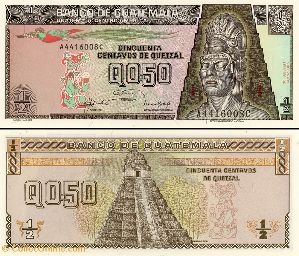billet amerique centrale caraibe guatemala pick 072b 1 2 quetzal guatemalteque