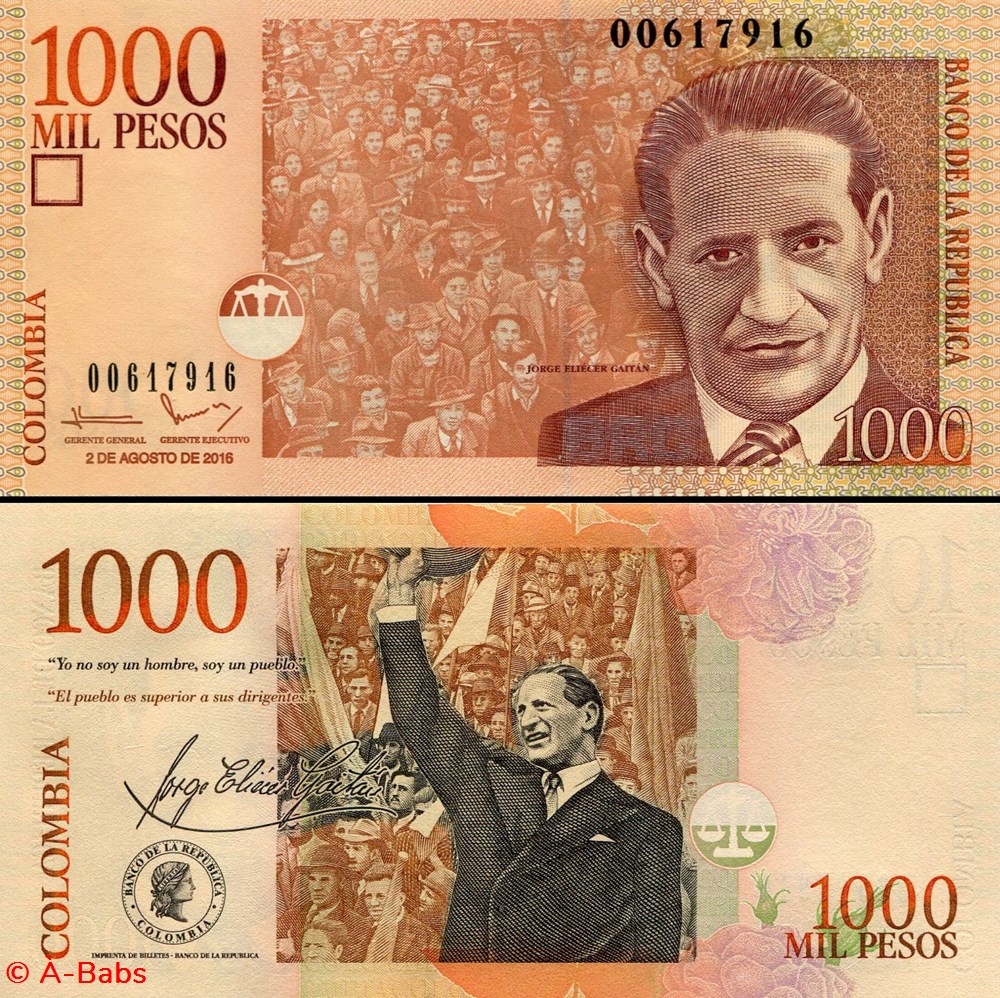 COLOMBIE - PICK 456 u - 1 000 PESOS COLOMBIEN - 2016 billets amerique du sud colombie pick 456 u 1 000 pesos colombien 2016