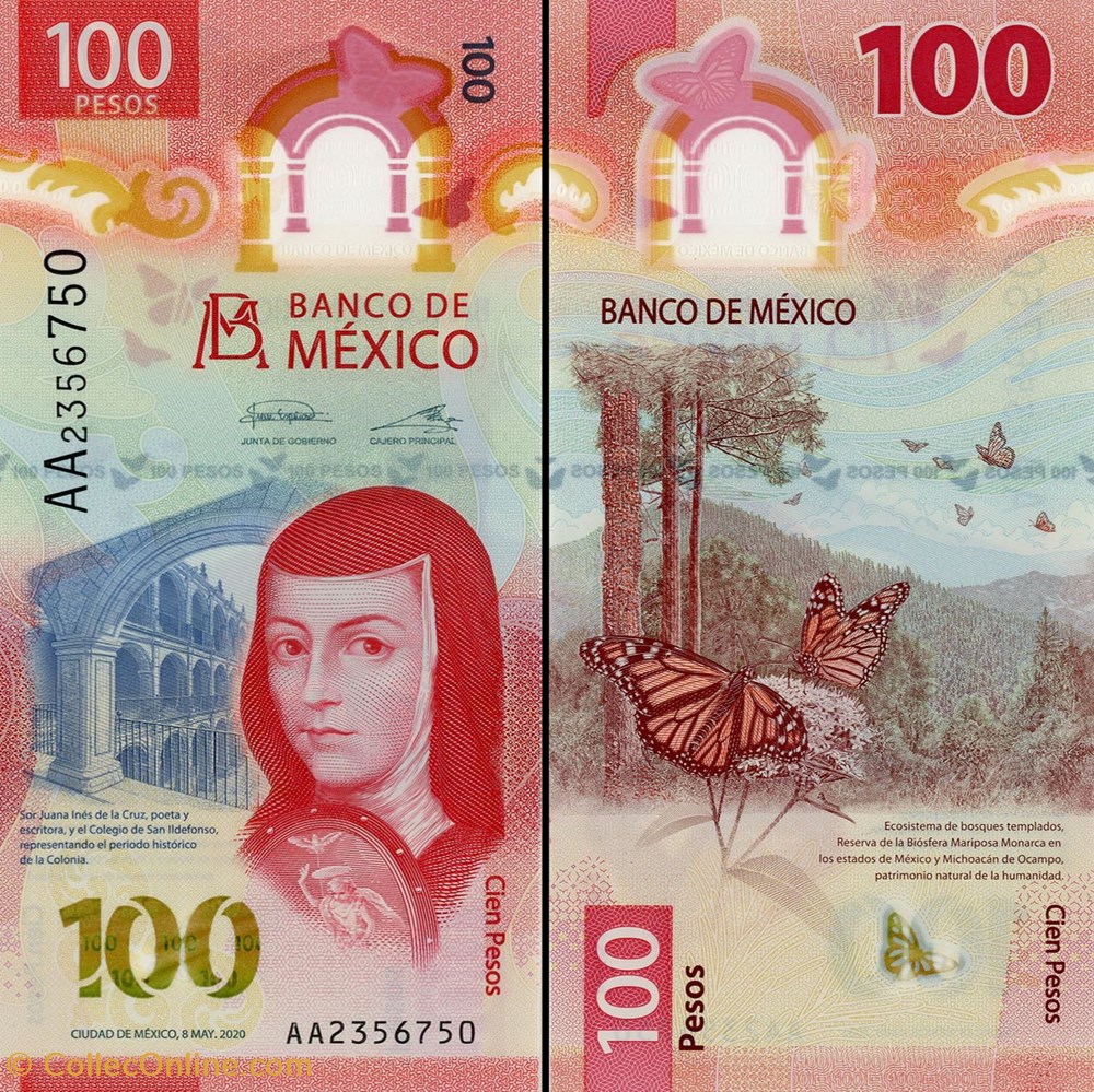 billets amerique du nord mexique pick 130aa3 100 pesos 2020