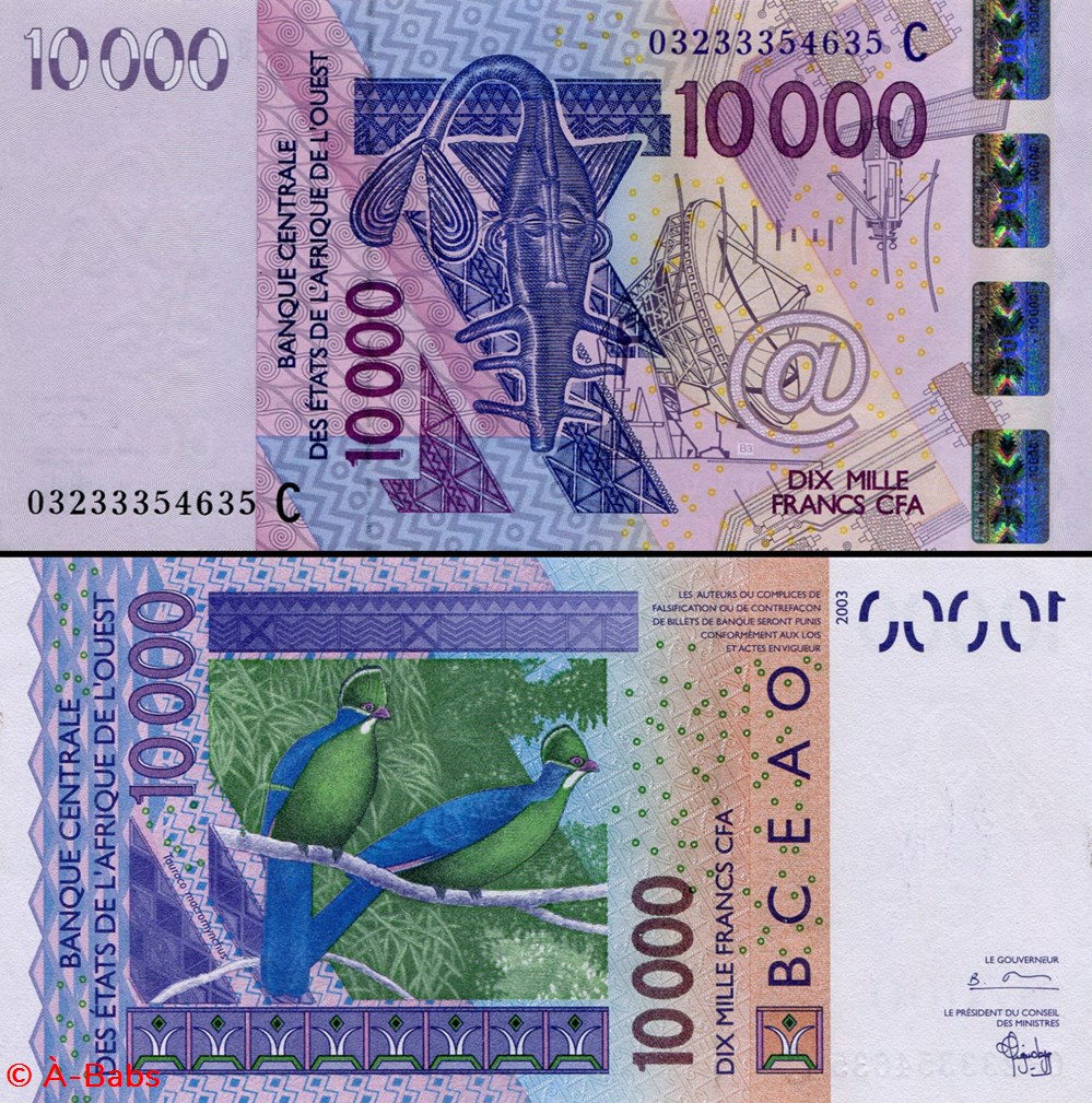 billets afrique b c e a o francs cfa burkina faso lettre c 10 000 francs pick 318 c a