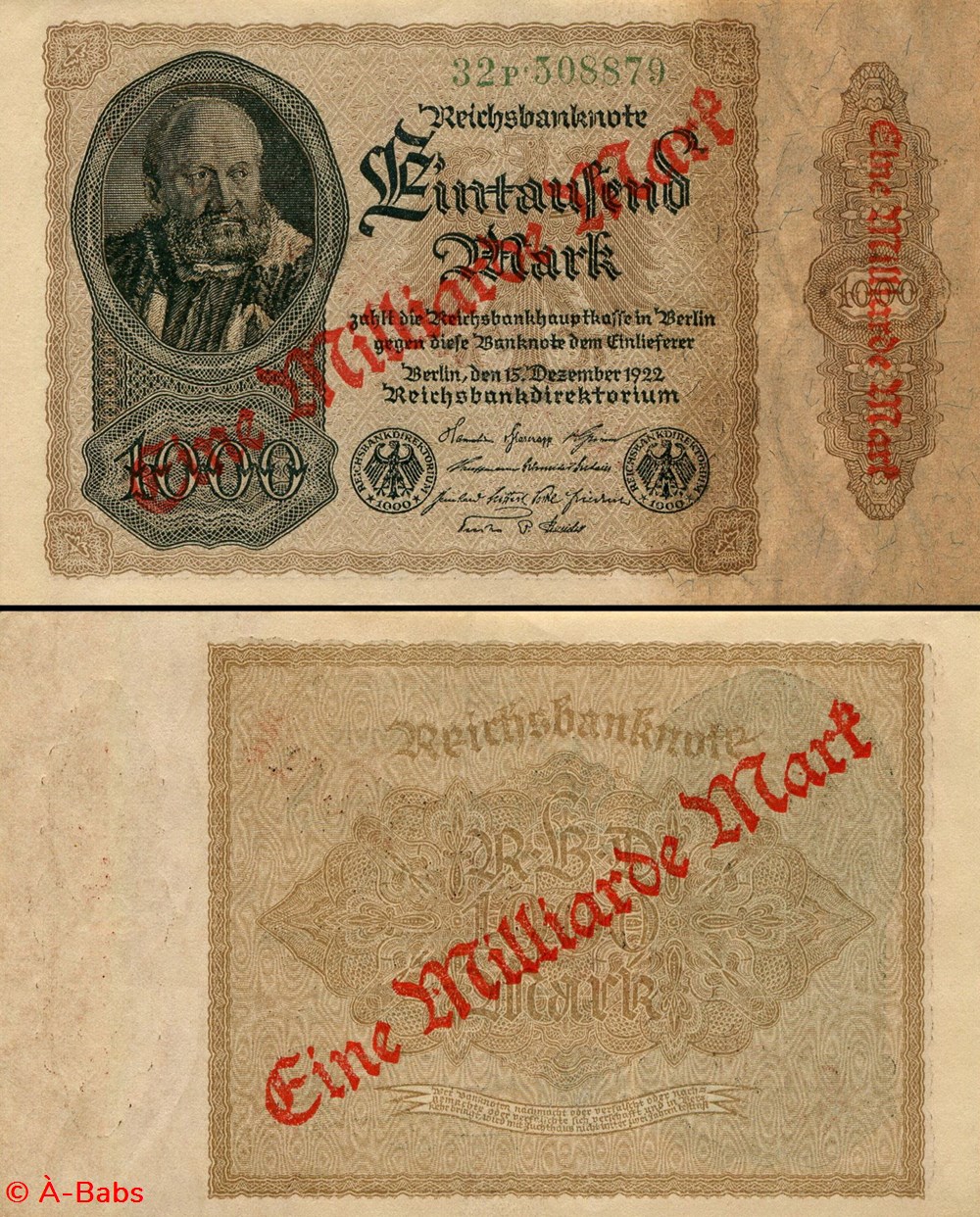 ALLEMAGNE - PICK 113a - 1 000 000 000 MARK - 1923 billets europe allemagne pick 113a 1 000 000 000 mark 1923