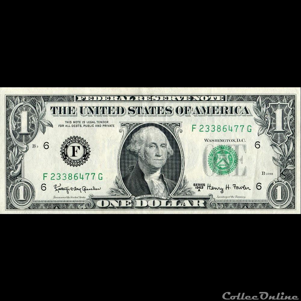 F- 1$ Federal Reserve Notes - Small Size 1963A Series billet amerique du nord etat uni f 1 federal reserve notes small size 1963a series