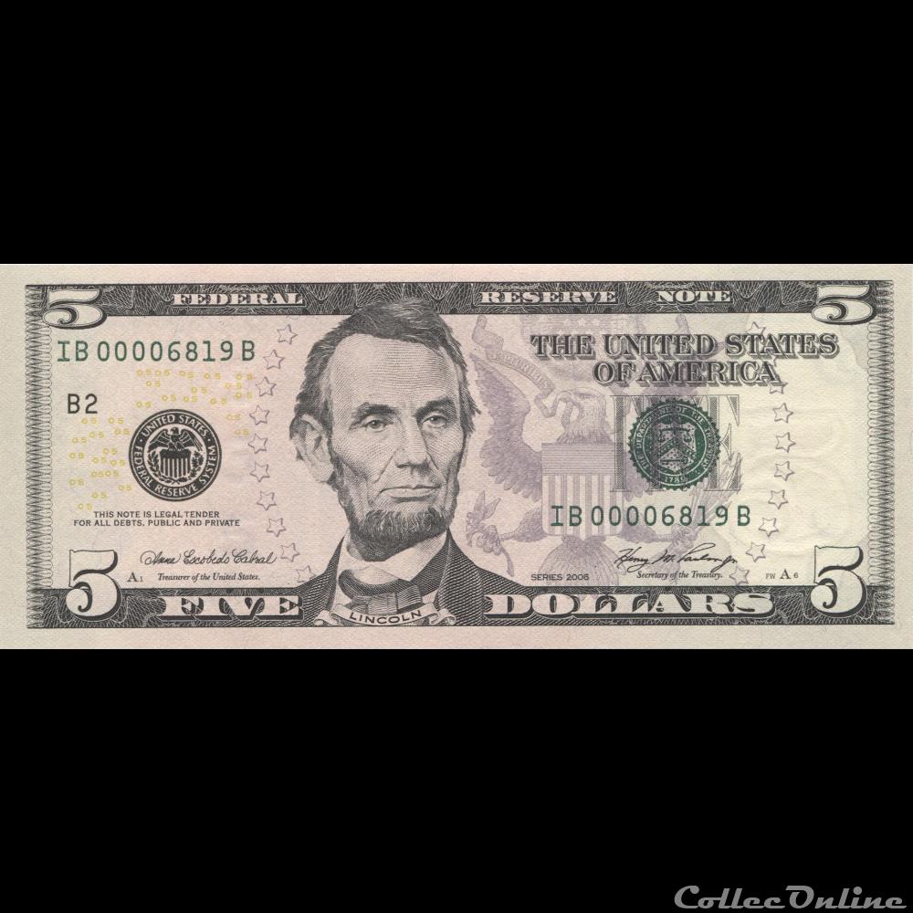 billets amerique du nord etats unis 5 federal reserve notes small size 2006 series