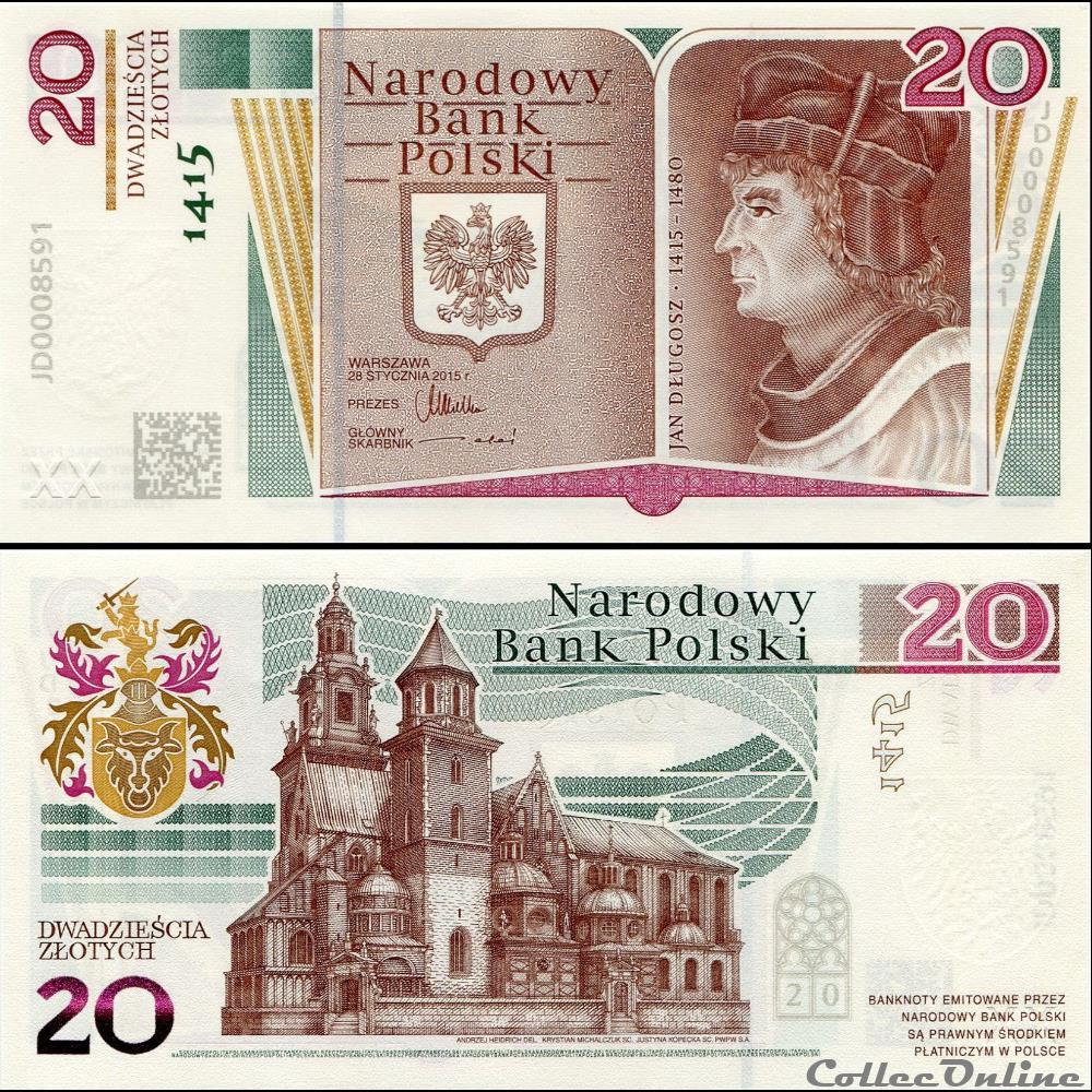 POLOGNE - PICK 188 - 20 ZLOTYCH - 2015 billet argentine pologne pick 188 20 zlotych 2015