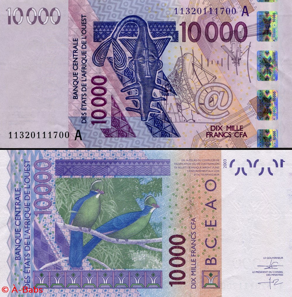 billets afrique d b c e a o francs cfa cote ivoire lettre a 10 000 francs pick 118 a i