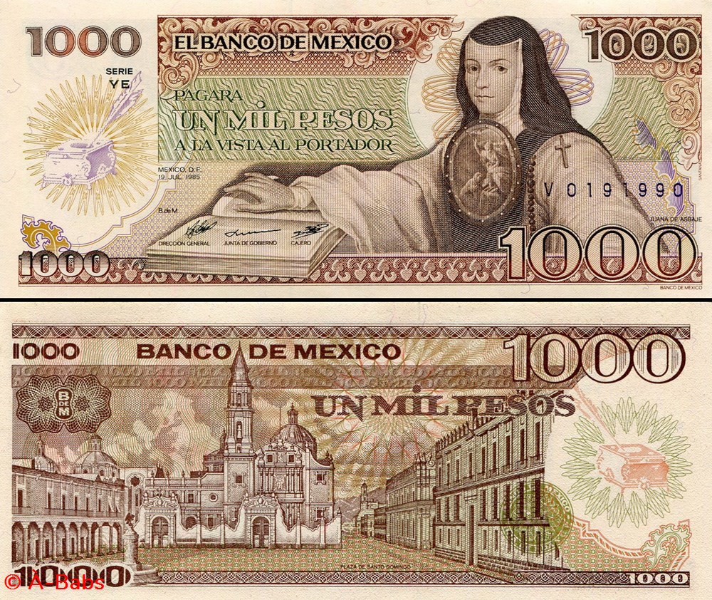 billets amerique du nord mexique pick 085a ye 1000 pesos 1985