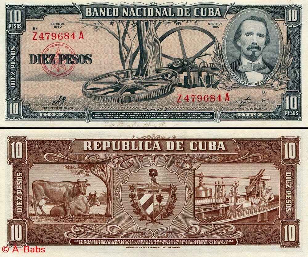 CUBA - PICK 088c - 10 PESOS - 1960 billets amerique centrale et caraibes cuba pick 088c 10 pesos 1960