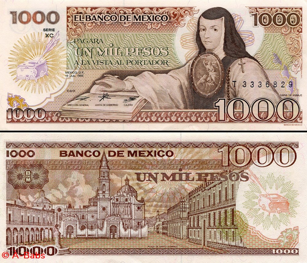 MEXIQUE - PICK 085a.XC - 1000 PESOS - 1985 billets amerique du nord mexique pick 085a xc 1000 pesos 1985