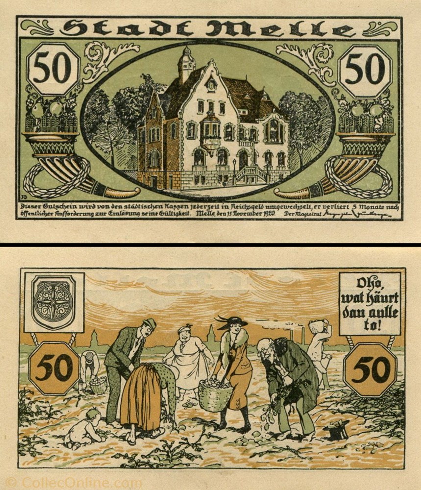 billet europe allemagne melle 50 pfennig