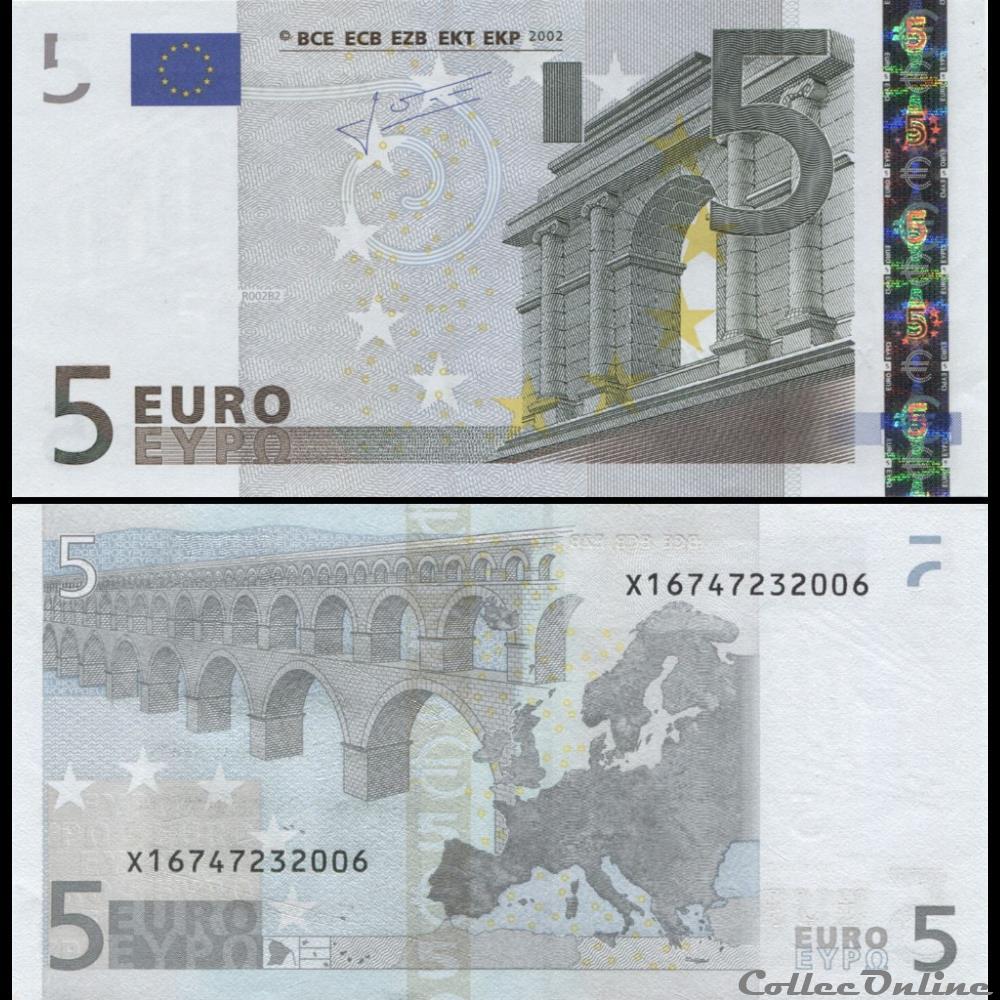 billet 5 euros signature trichet pick 8 x 2 allemagne