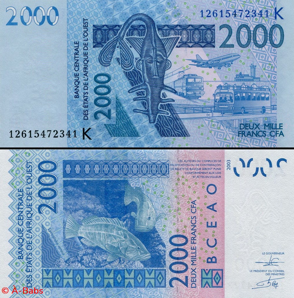 B.C.E.A.O - FRANCS CFA - SÉNÉGAL - LETTRE K - 2000 FRANCS - PICK 716 K j billets afrique b c e a o francs cfa senegal lettre k 2000 francs pick 716 k j