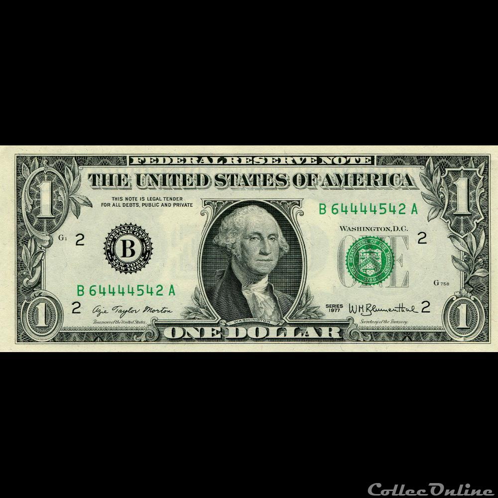 B- 1$ Federal Reserve Notes - Small Size 1977 Series billet amerique du nord etat uni b 1 federal reserve notes small size 1977 series
