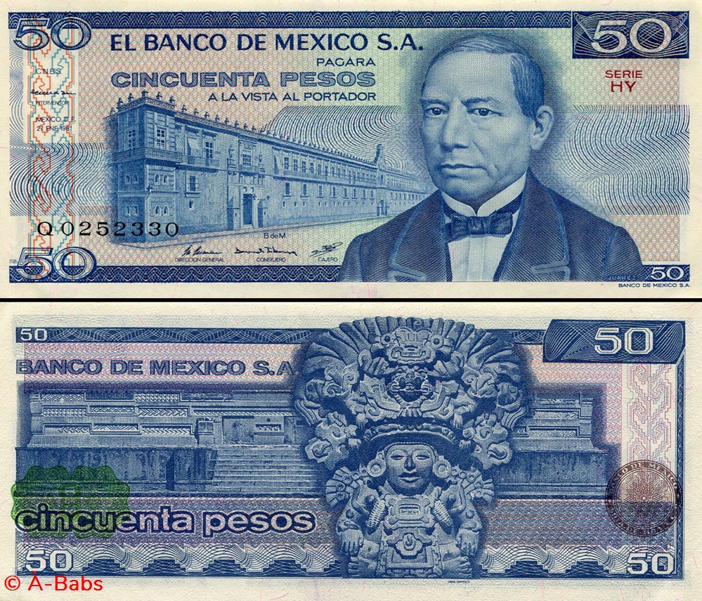 billets amerique du nord mexique pick 073a hy 50 pesos 1981