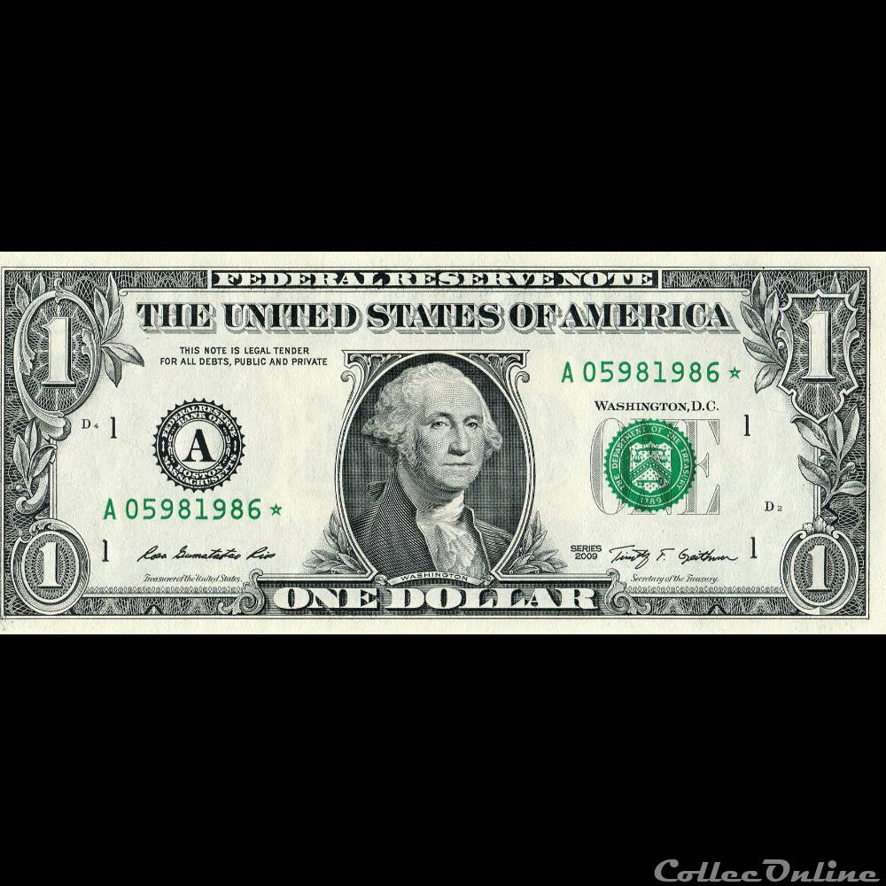 billets amerique du nord etats unis a 1 federal reserve notes small size 2009 series