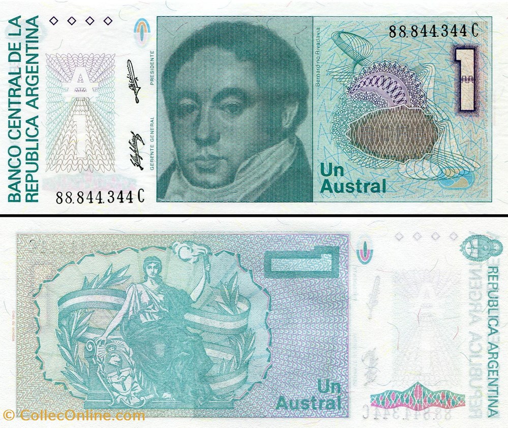 ARGENTINE - PICK 323 b 2 - 1 AUSTRAL -1988 billets amerique du sud argentine pick 323 b 2 1 austral 1988