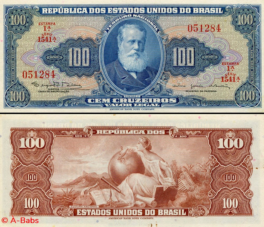 BRÉSIL - PICK 170c - 100 CRUZEIROS - 1964 billets amerique du sud bresil pick 170c 100 cruzeiros 1964