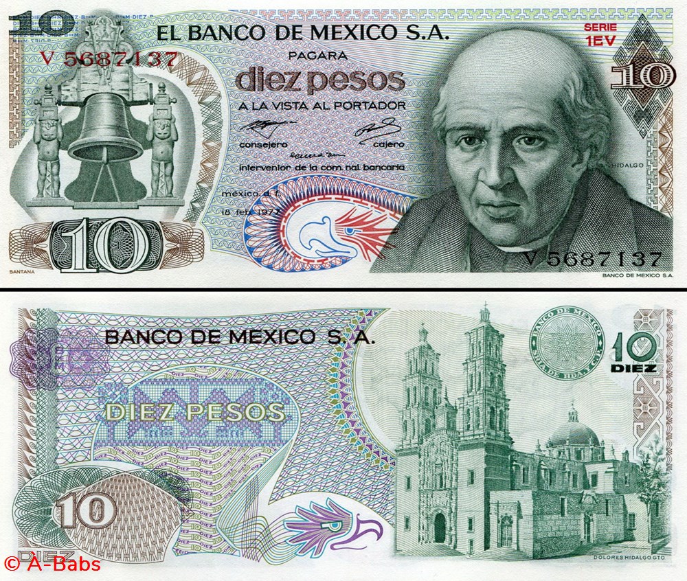 billets amerique du nord mexique pick 063i2 10 pesos 1977