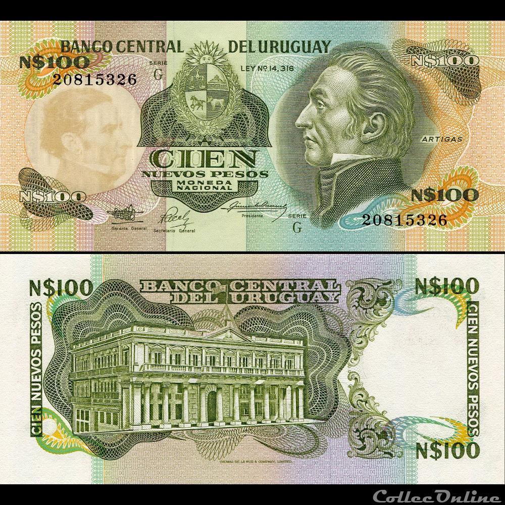 URUGUAY - PICK 062 c 1 - 100 NUEVOS PESOS - 1987 billet amerique du sud uruguay pick 062 c 1 100 nuevos pesos 1987