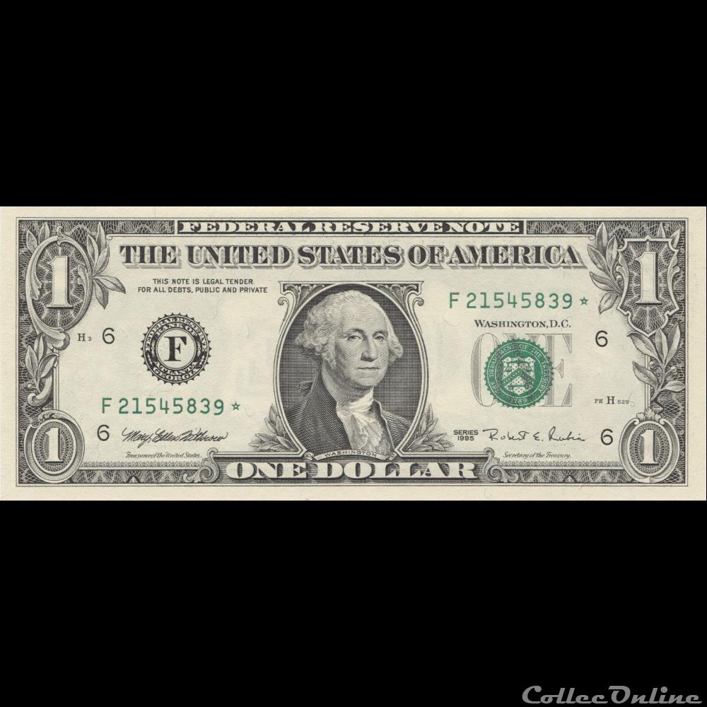 F- 1$ Federal Reserve Notes - Small Size 1995 Series billet amerique du nord etat uni f 1 federal reserve notes small size 1995 series