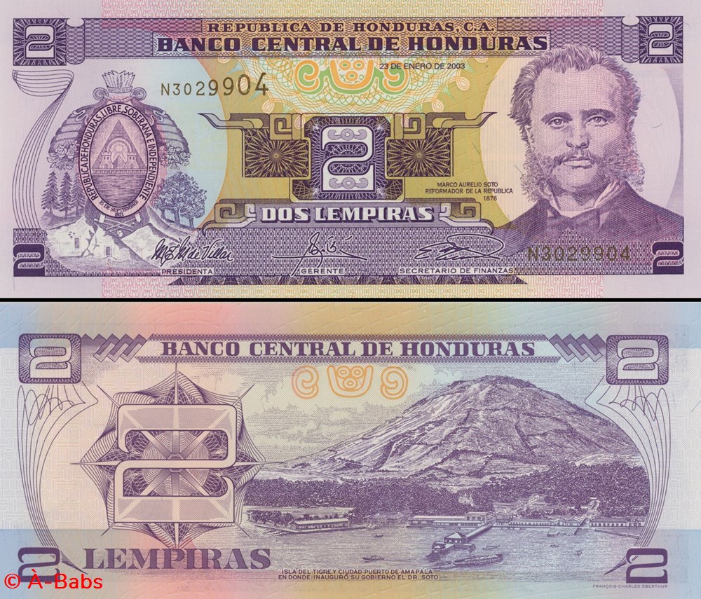 HONDURAS - Pick 80Ad - 2 LEMPIRAS - 2003 billets amerique centrale et caraibes honduras pick 80ad 2 lempiras 2003