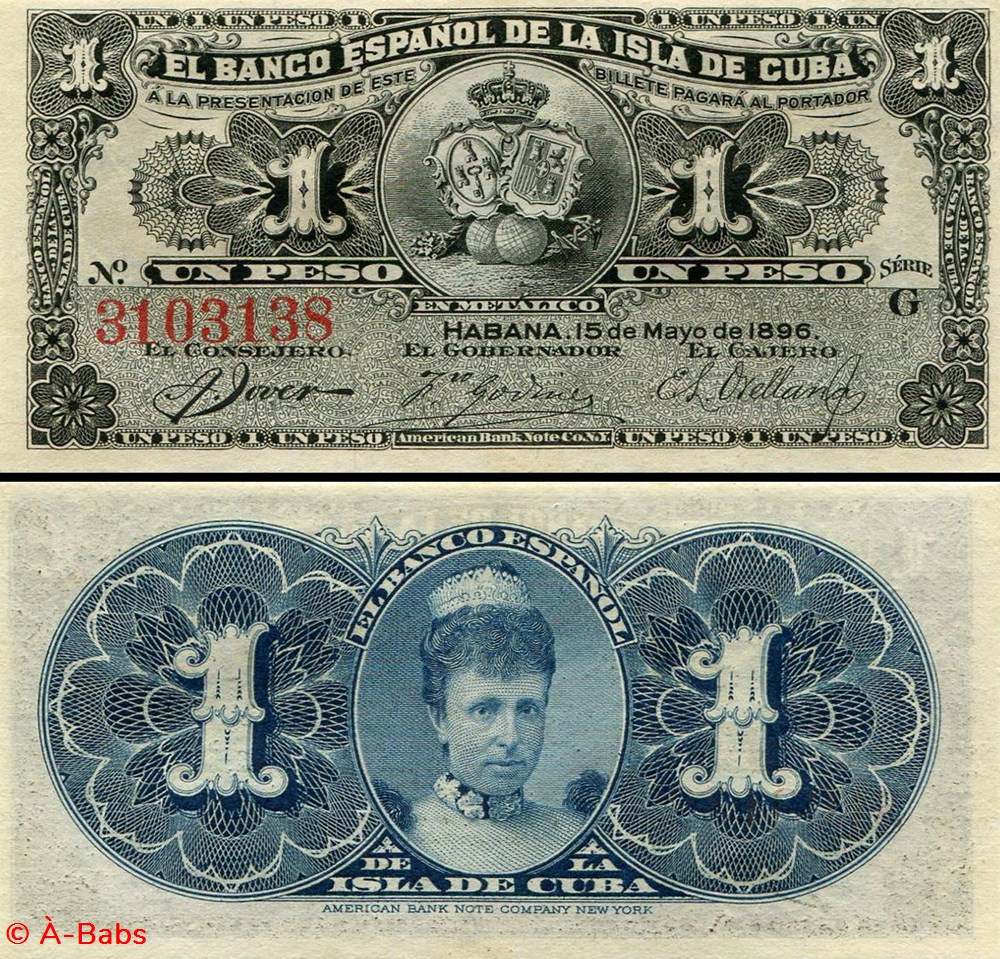 billets amerique centrale et caraibes cuba pick 047a 1 peso 1896