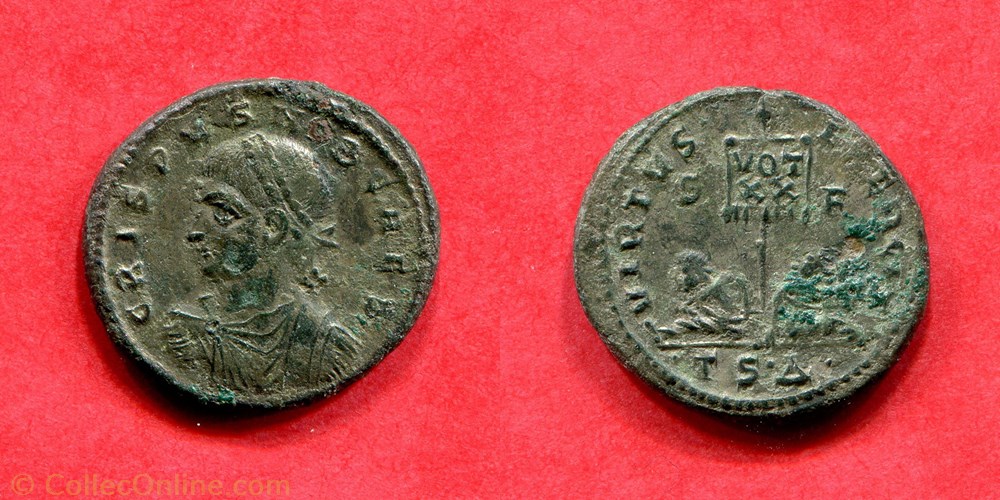 CRISPUS - VIRTVS - EXERCIT - RIC 78 (R1) monnaie antique av jc a ap romaine crispus virtvs exercit ric 78 r1