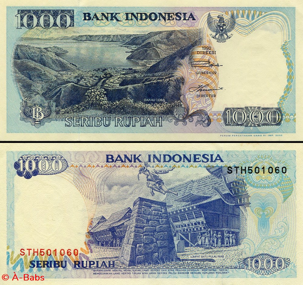billets asie indonesie pick 129i 1000 roupies 2000