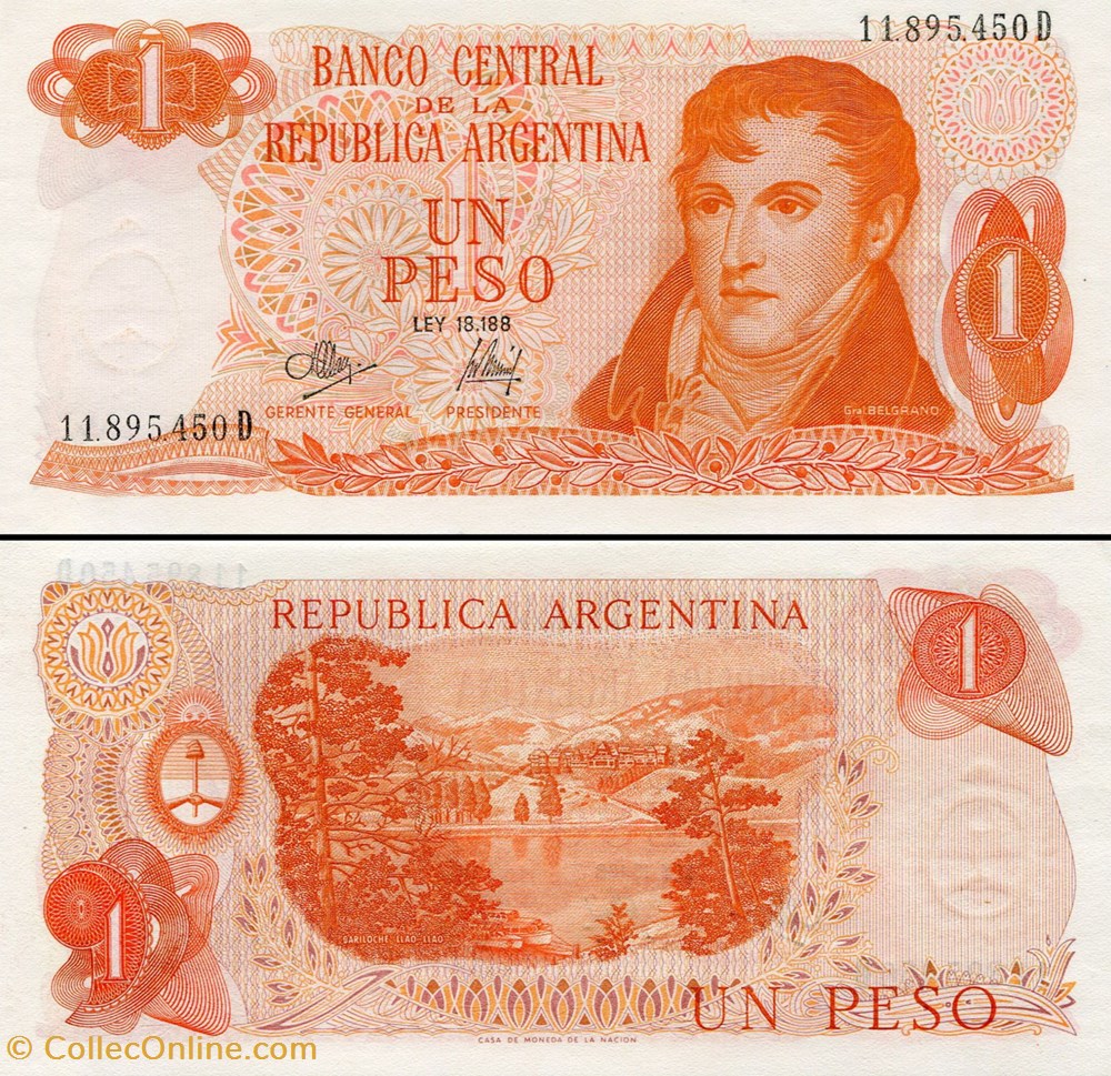 ARGENTINE - PICK 287 a 4 - 1 PESO - 1972 billets amerique du sud argentine pick 287 a 4 1 peso 1972