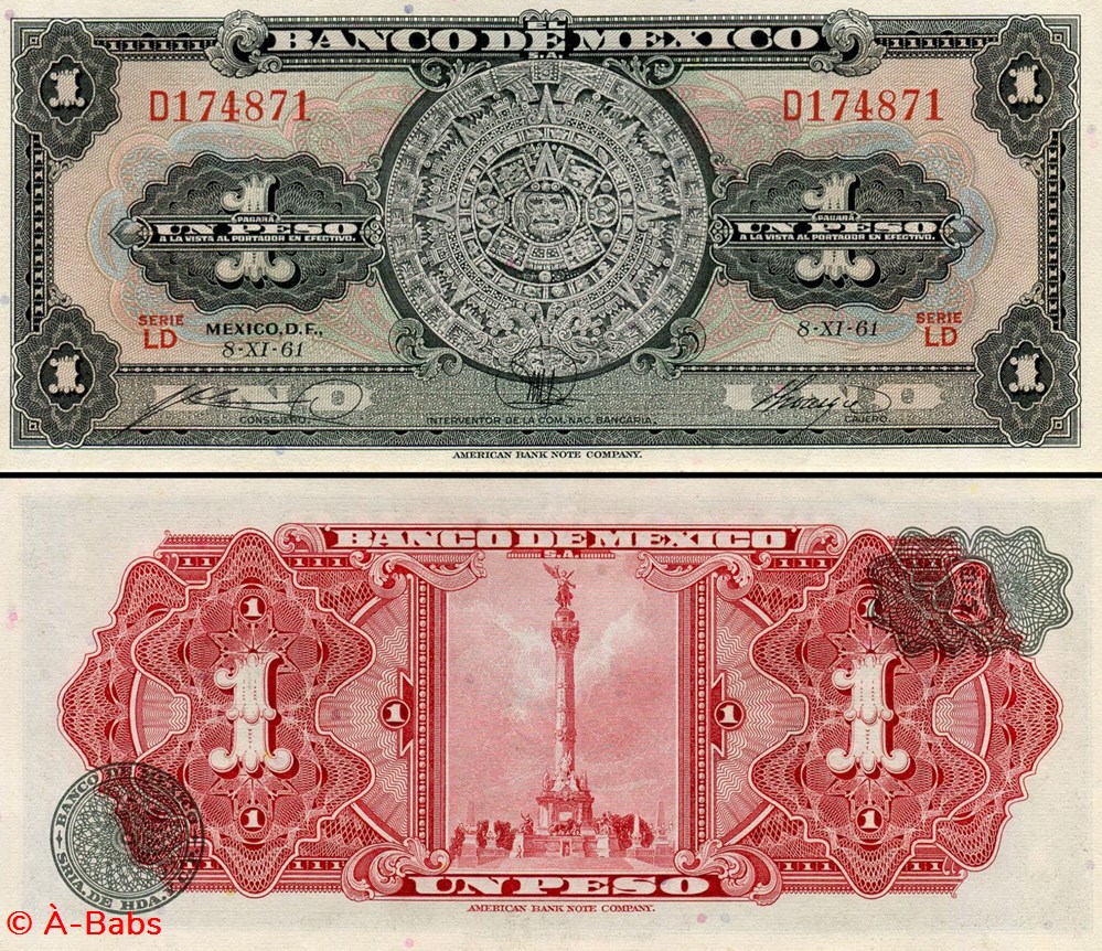 billets amerique du nord mexique pick 059h 1 peso 1961