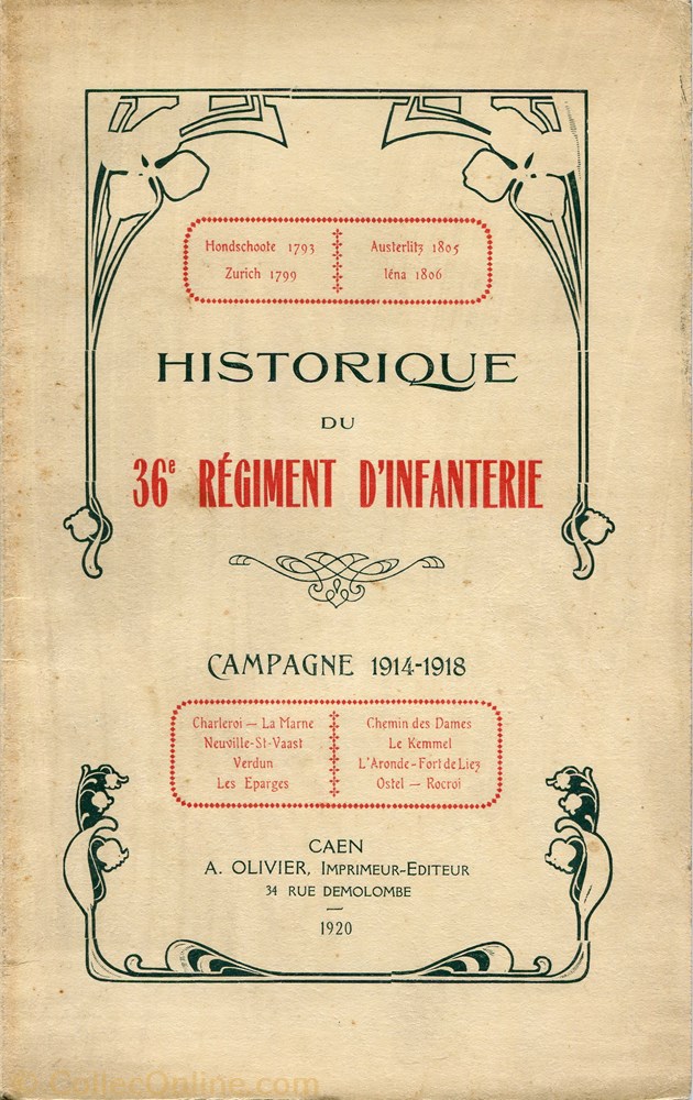 militarium livre revue catalogue historique du 36 regiment infanterie