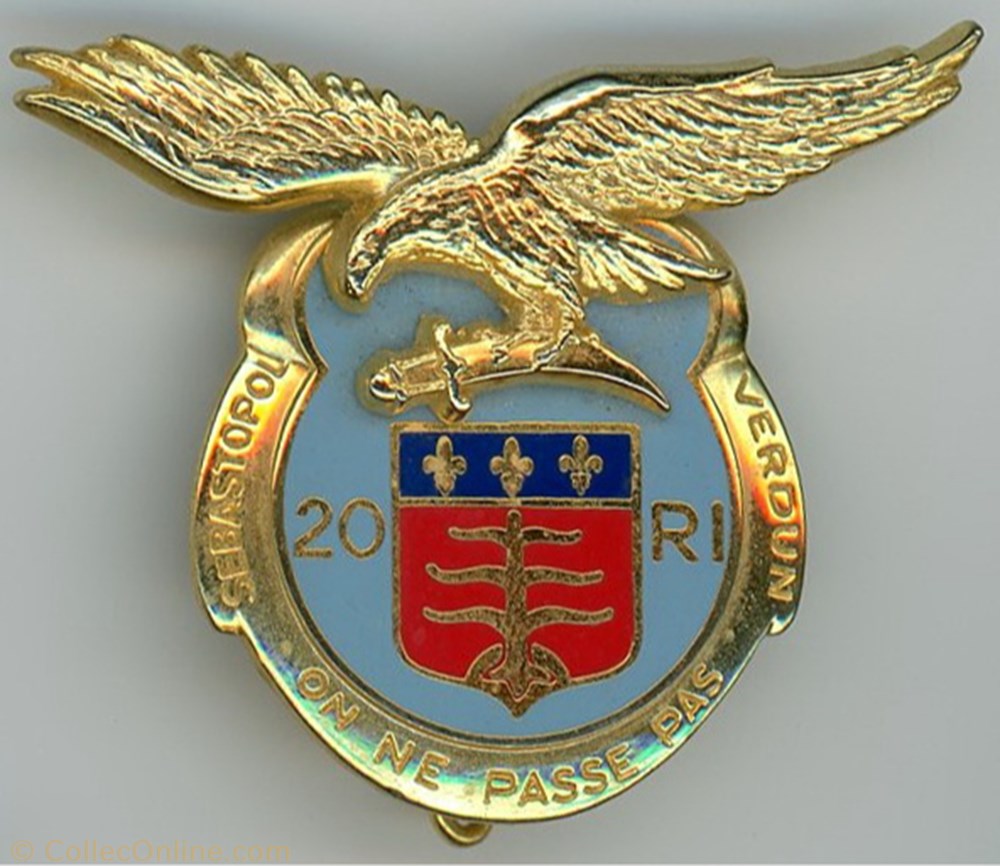 militaria medailles insignes insigne terre 20 regiment infanterie france