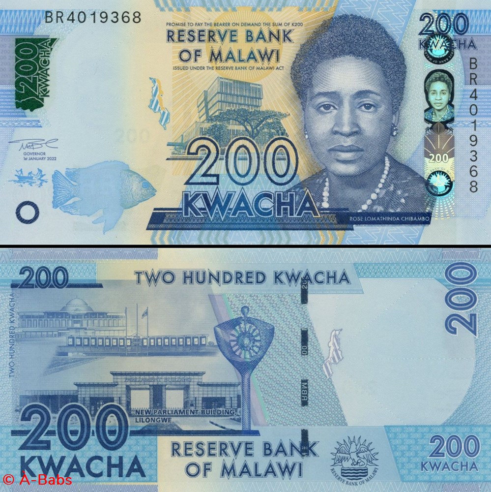 billets afrique malawi pick 65 af 200 kwacha 2022