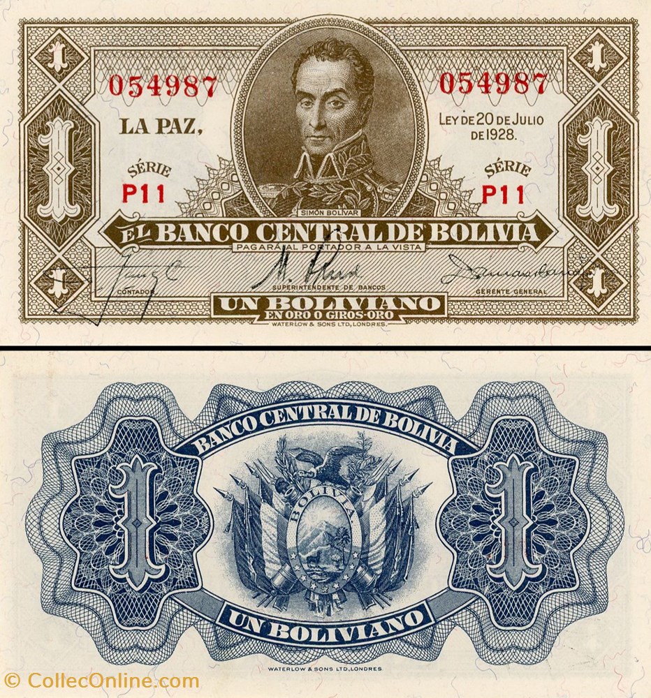 billet amerique du sud bolivie pick 128 a 8 1 boliviano 1928