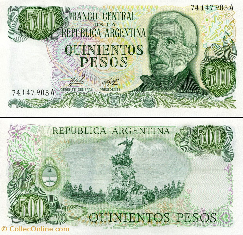 ARGENTINE - PICK 303 a1 - 500 PESOS - 1977 billets amerique du sud argentine pick 303 a1 500 pesos 1977