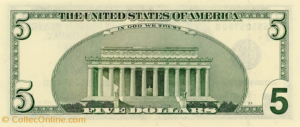 5$ Federal Reserve Notes - Small Size 2003 Series billets amerique du nord etats unis 5 federal reserve notes small size 2003 series