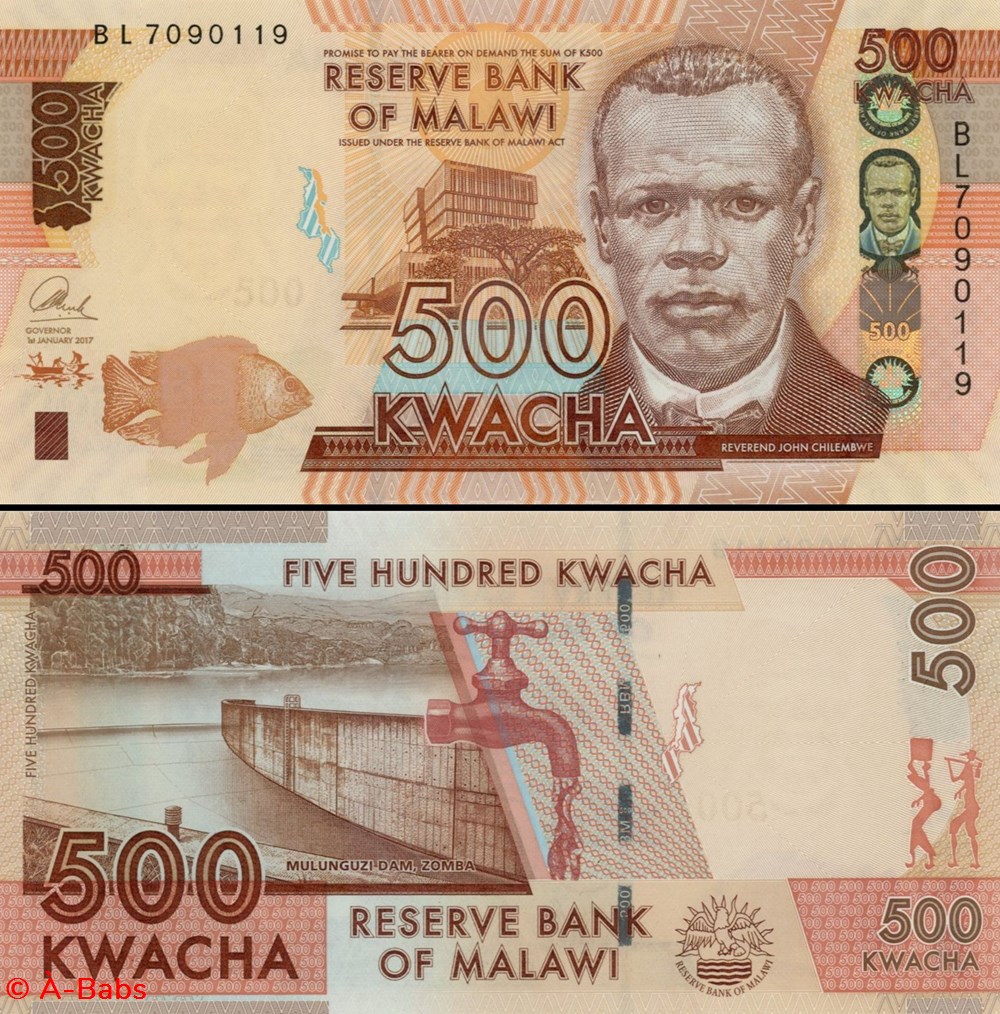 billets afrique malawi pick 66 b 500 kwacha 2017
