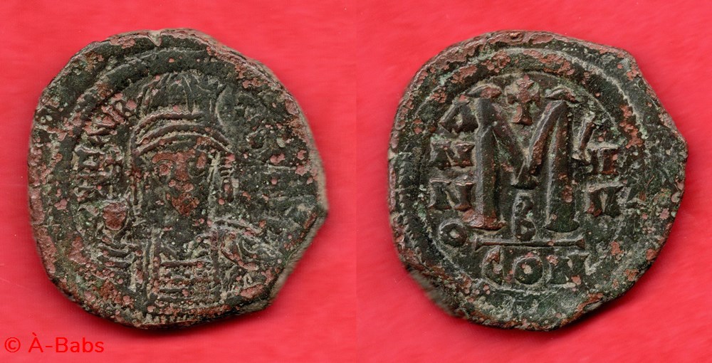 MAURICE TIBÈRE - FOLLIS - CONSTANTINOPLE - MBR.67 D monnaies byzantines empire anastase maurice tibere follis constantinople mbr 67 d