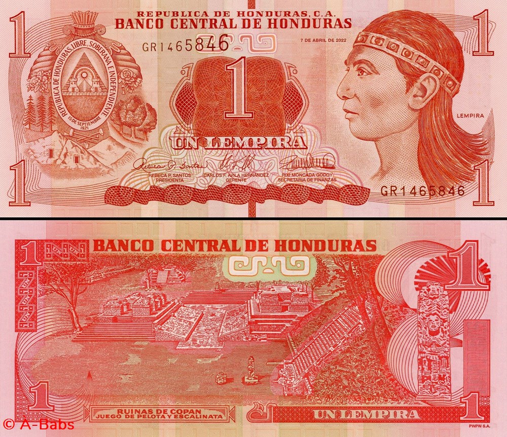 HONDURAS - Pick 96e - 1 LEMPIRA - 2022 billets amerique centrale et caraibes honduras pick 96e 1 lempira 2022