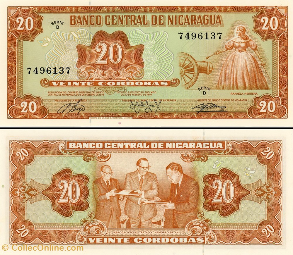NICARAGUA - PICK 129 - 20 CORDOBAS - 1978 billet amerique centrale et caraibe nicaragua pick 129 20 cordobas 1978