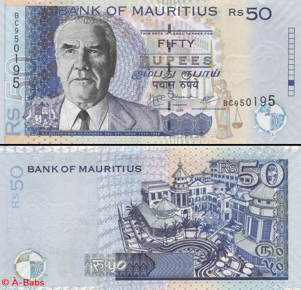 ILE MAURICE - PICK 50 e - 50 ROUPIES MAURICIENNES - 2009 billets afrique ile maurice pick 50 e 50 roupies mauriciennes 2009