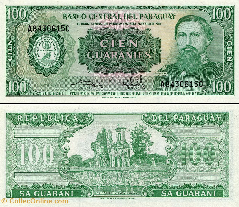 PARAGUAY - PICK 205a3 - 100 GUARANIES - 1982 billets amerique du sud paraguay pick 205a3 100 guaranies 1982